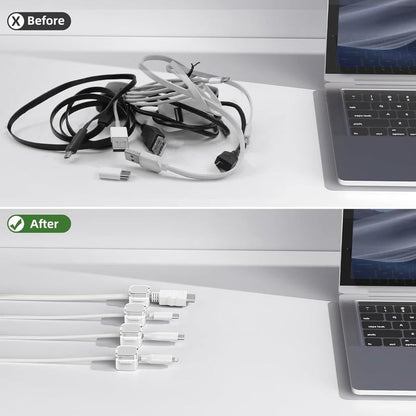 Magnetic Cord Organizer – 6 Pack Wall Mounted & Desktop Cable Holder, Simple Cable Management,Keep Cables in Place on Desk & Wall