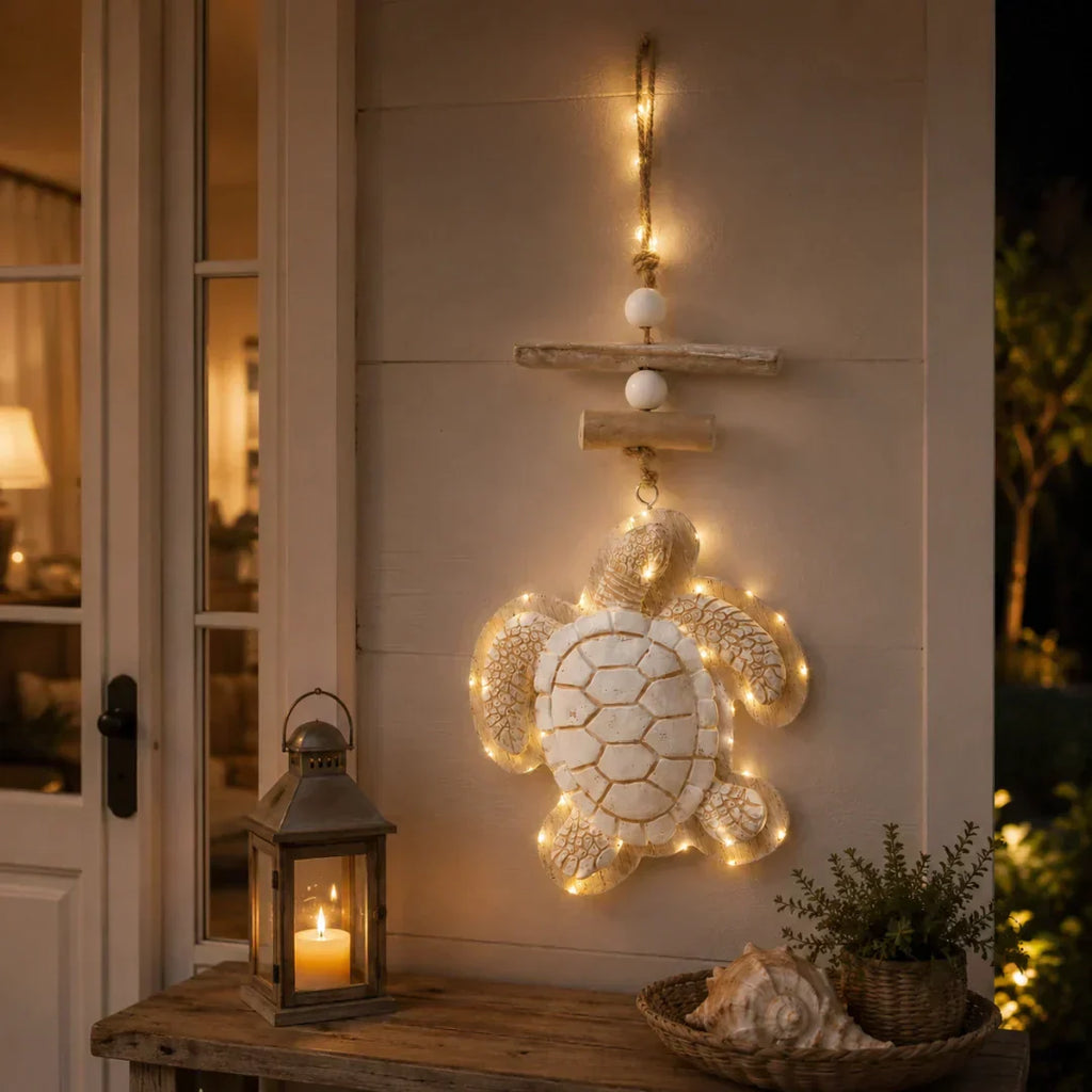 Lighted Coastal Sea Turtle Hanging Wall Decor with Remote