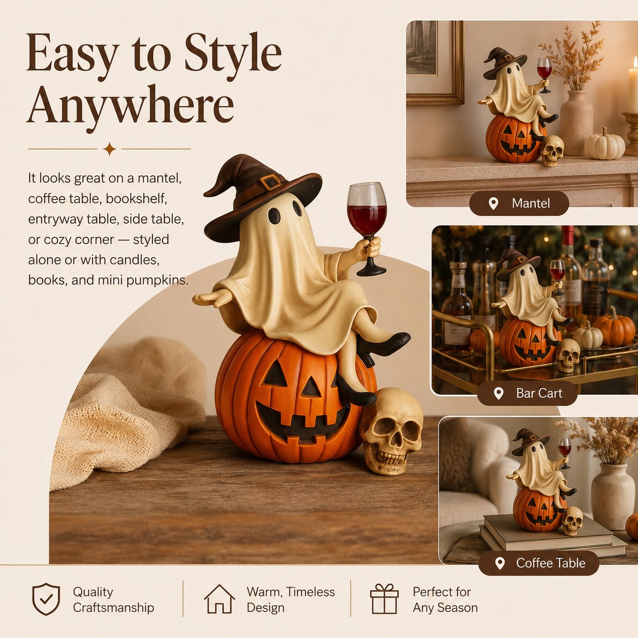 👻🍷Ghost Wine Night Halloween Decor