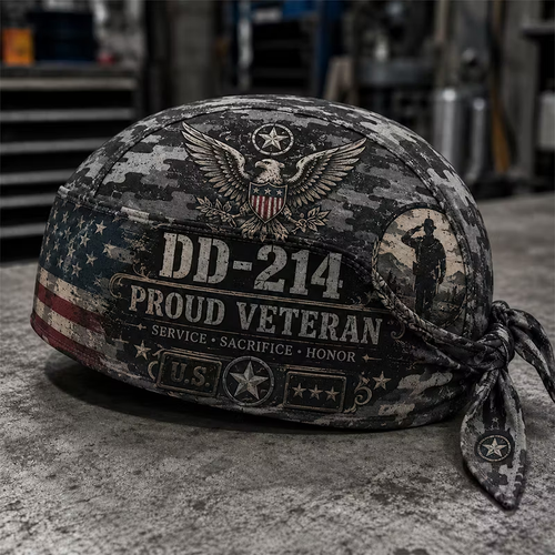 Veteran DD-214 Camouflage Print Cycling Pirate Hat / Biker Headwrap