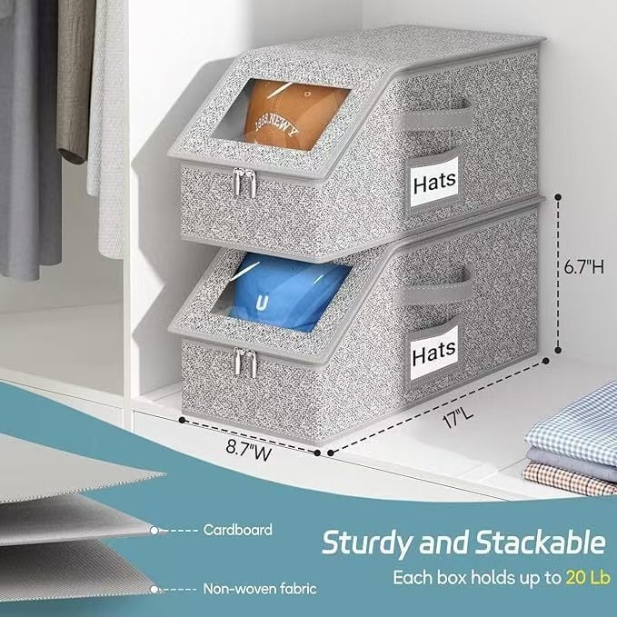 🎉🎉Stackable Hat Storage Boxes for Baseball Caps