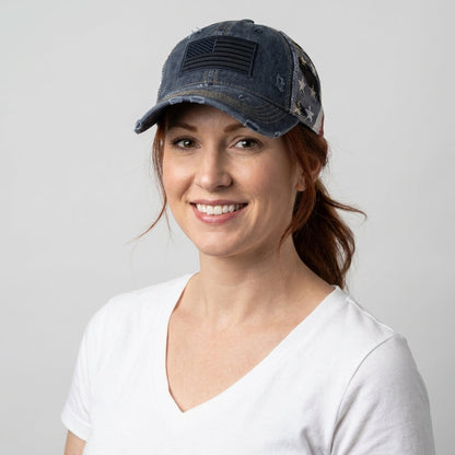 American Flag Ponytail Embroidered Hat