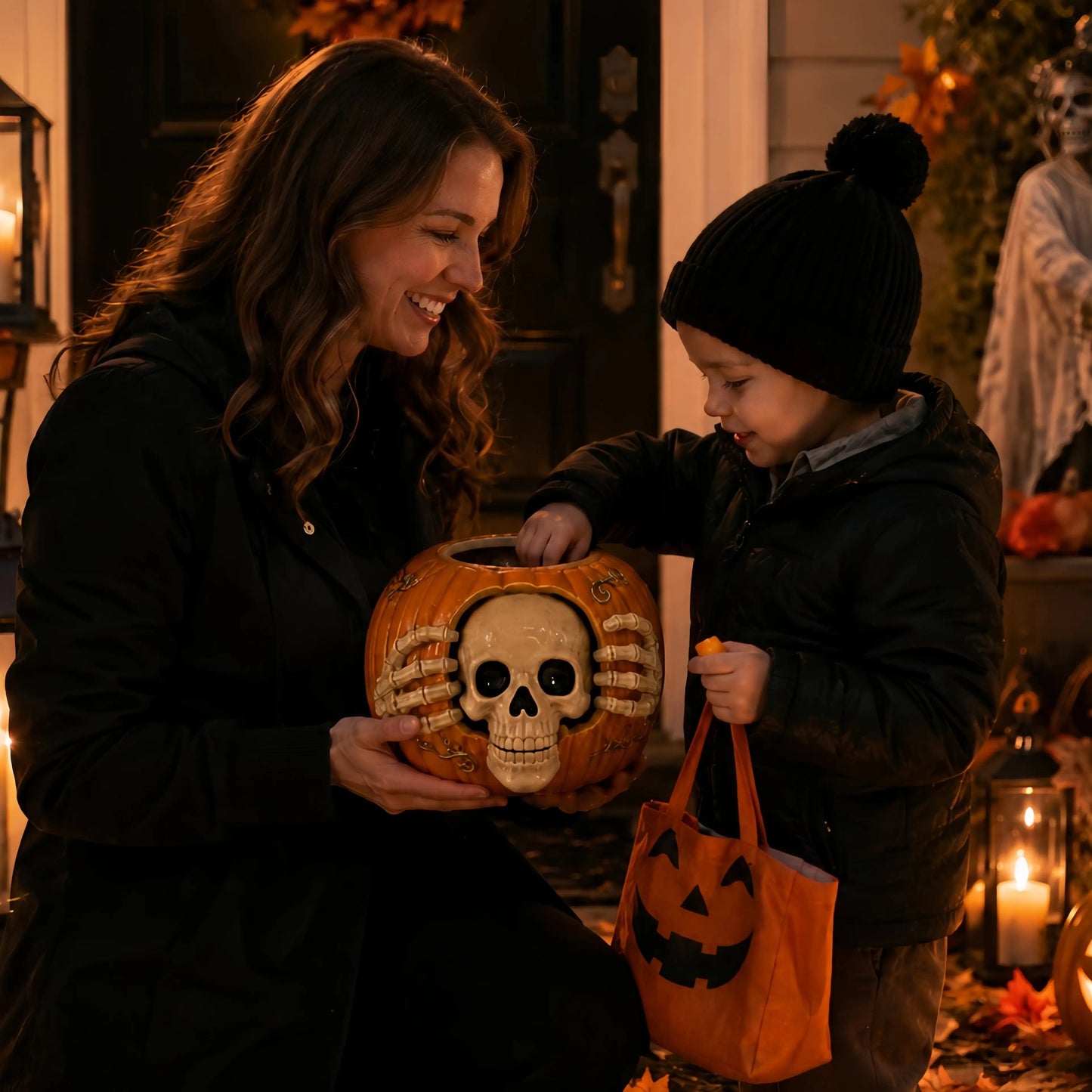 🎃Trick-or-Treat 🍬 Skull Pumpkin Candy Jar🔥🔥