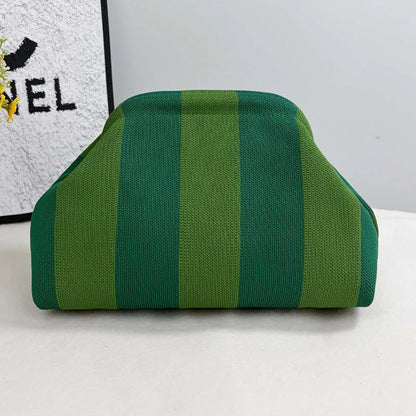 Women's Striped &amp; Diamond Dot Cloud Handbag – Lightweight Clip-Top Crossbody Bag for Everyday Style 👜