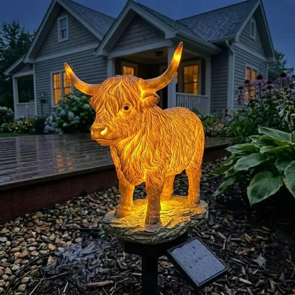 Highland Cow Solar Garden Light