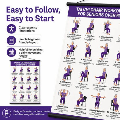 ⭐Tai Chi Chair Workout Chart for Seniors (16 x 24 inches)