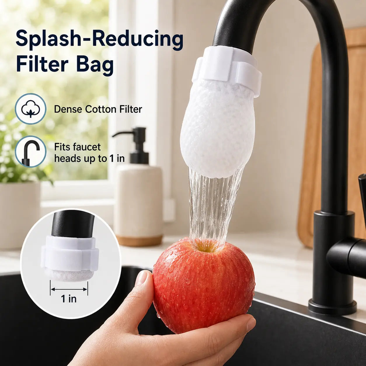 🔥Flash Sale 60% OFF🔥50PCS Disposable Cotton Faucet Filter Bags- Splash-Reducing Sediment Filter Socks for Kitchen & Bathroom
