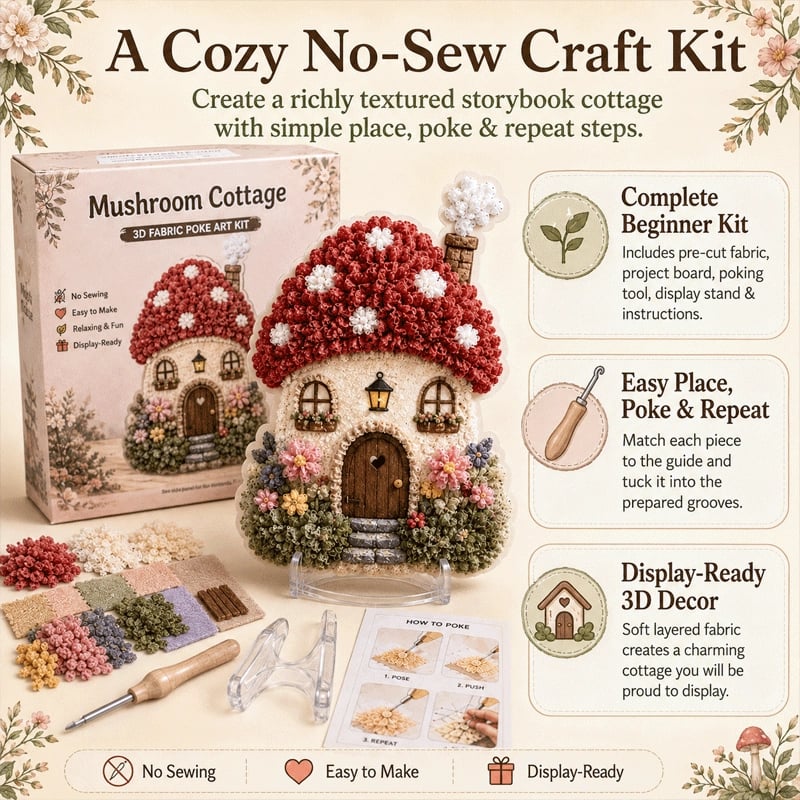 🔥Hot Sale 48% OFF - ✨Whimsical Village 3D Fabric Poke Art Kit