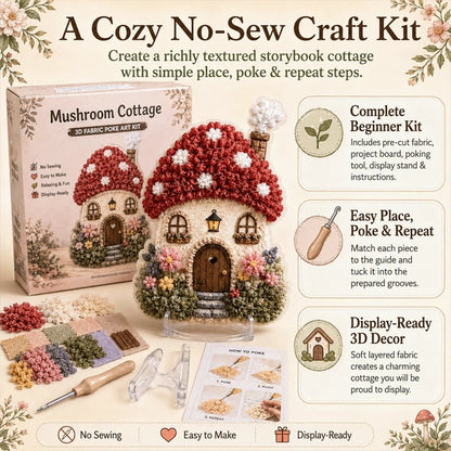 🔥Hot Sale 48% OFF - ✨Whimsical Village 3D Fabric Poke Art Kit