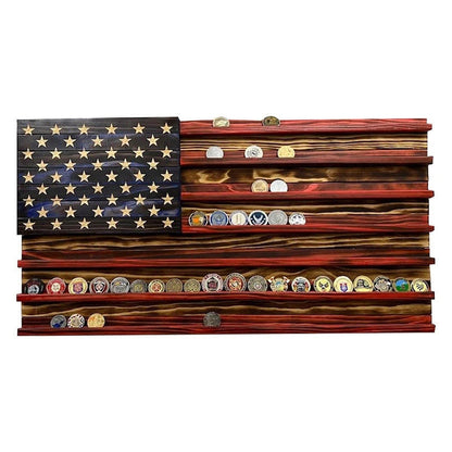 American Flag Challenge Coin Display Wood Coin Stand Rack