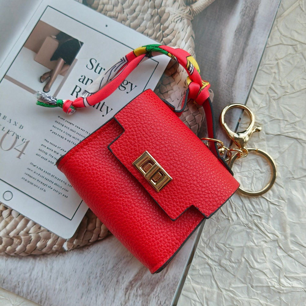 Mini Square Bag Pendant Keychain - High Quality Leather with Colorful Strap