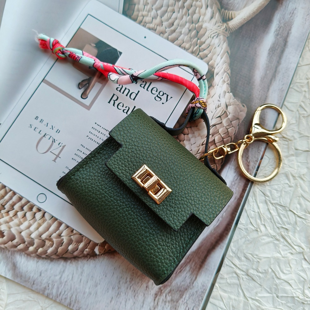 Mini Square Bag Pendant Keychain - High Quality Leather with Colorful Strap