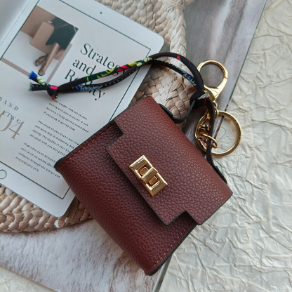 Mini Square Bag Pendant Keychain - High Quality Leather with Colorful Strap
