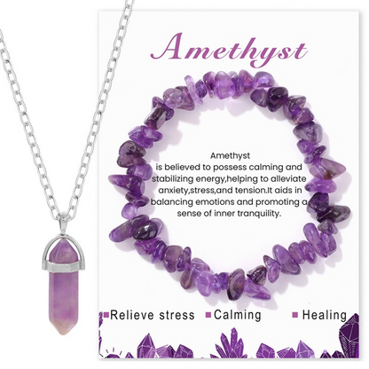 Crystal Healing Necklace & Bracelet Set