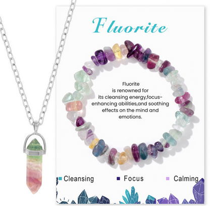 Crystal Healing Necklace & Bracelet Set