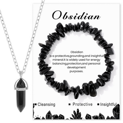 Crystal Healing Necklace & Bracelet Set