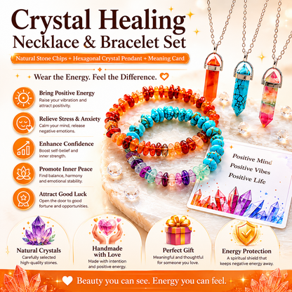 Crystal Healing Necklace & Bracelet Set