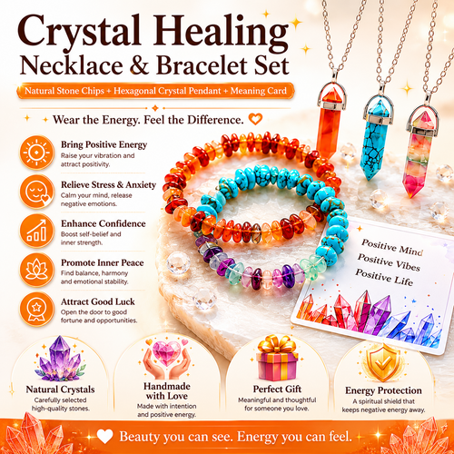 Crystal Healing Necklace & Bracelet Set