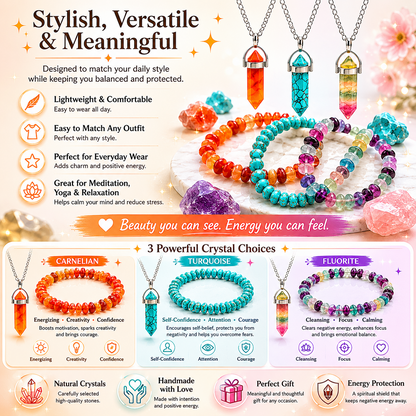 Crystal Healing Necklace & Bracelet Set