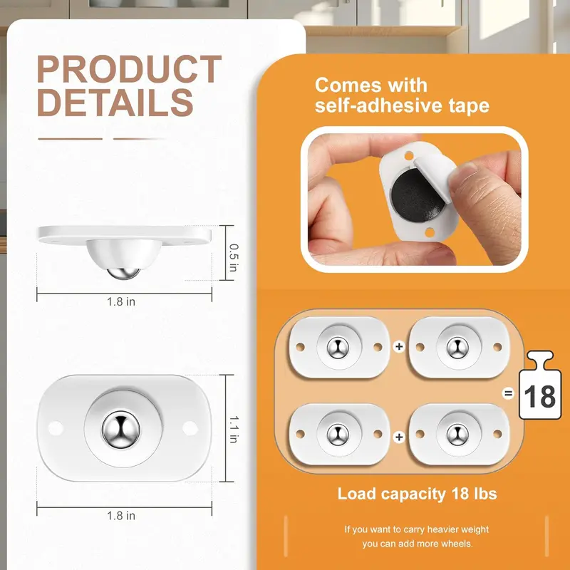 🔥Last Day 50% OFF🎁360° rotating mini caster wheels Suitable for furniture, storage boxes, trash cans, and other appliance rollers