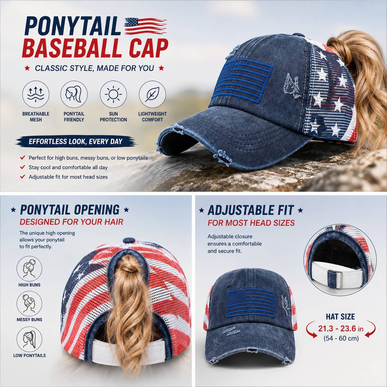 🔥Bold Freedom Ponytail Cap