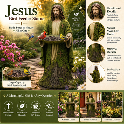 Jesus Bird Feeder Garden Statue-Bring Peace, Beauty & Life to Your Garden
