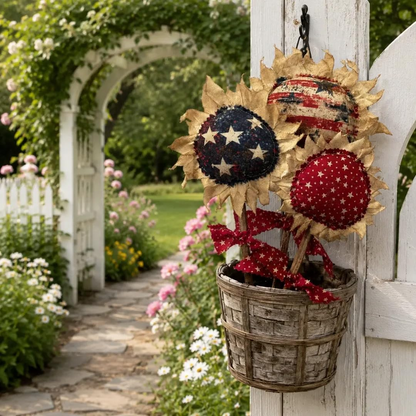 🌻Primitive Americana Flower Picks Set of 3🌻