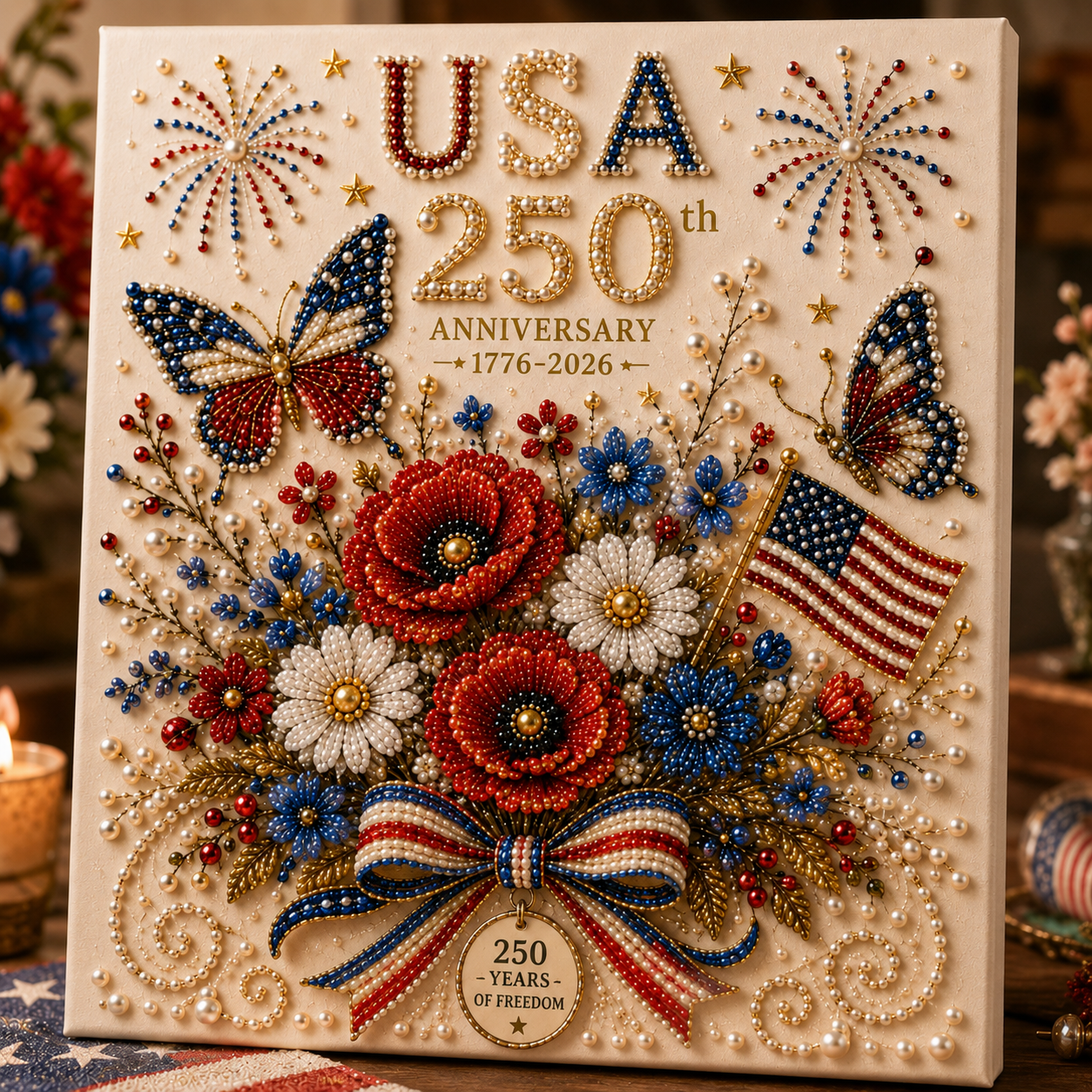 USA 250th Anniversary Beaded Floral Art Kit