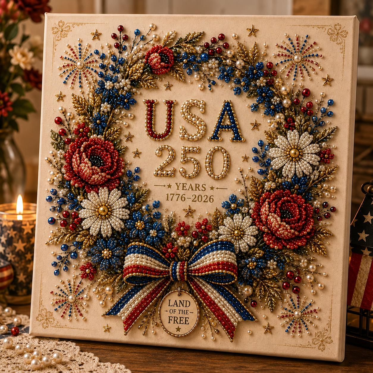 USA 250th Anniversary Beaded Floral Art Kit