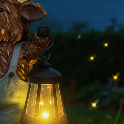 Handcrafted Highland Cow Solar Lantern Statue