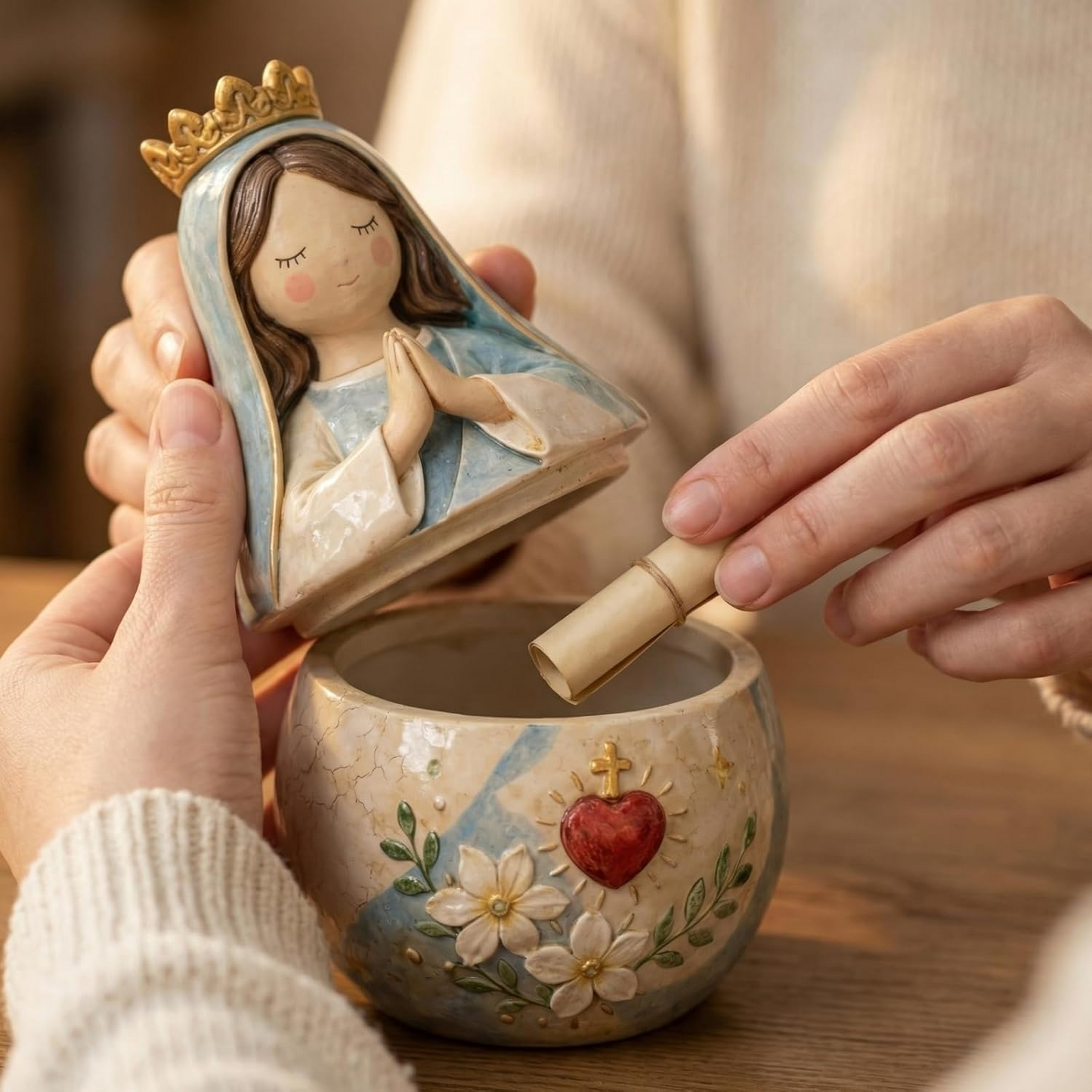 Porta statuette religiose con coperchio rimovibile