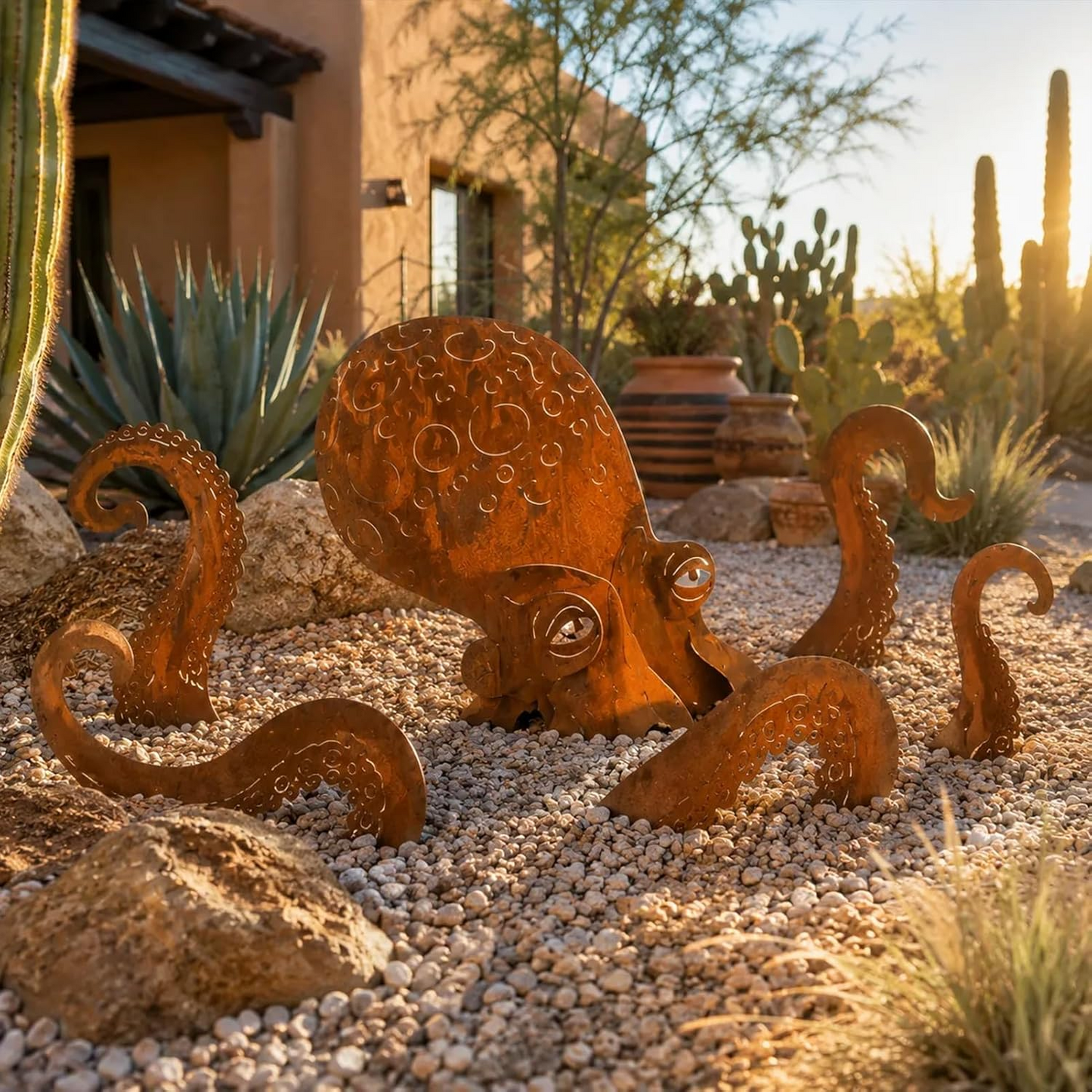 🐙Rust Patina Giant Squid Garden Sculpture🐙