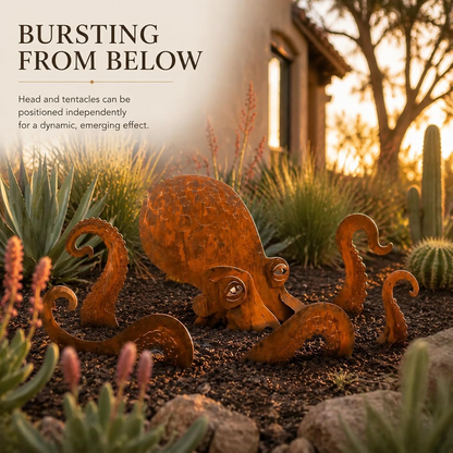 🐙Rust Patina Giant Squid Garden Sculpture🐙