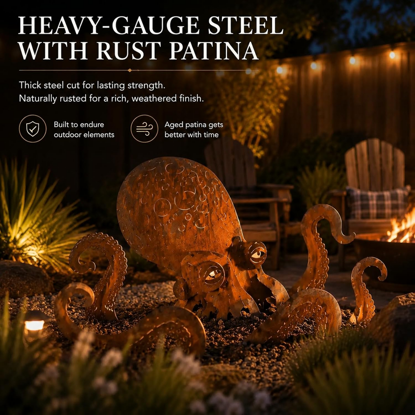 🐙Rust Patina Giant Squid Garden Sculpture🐙