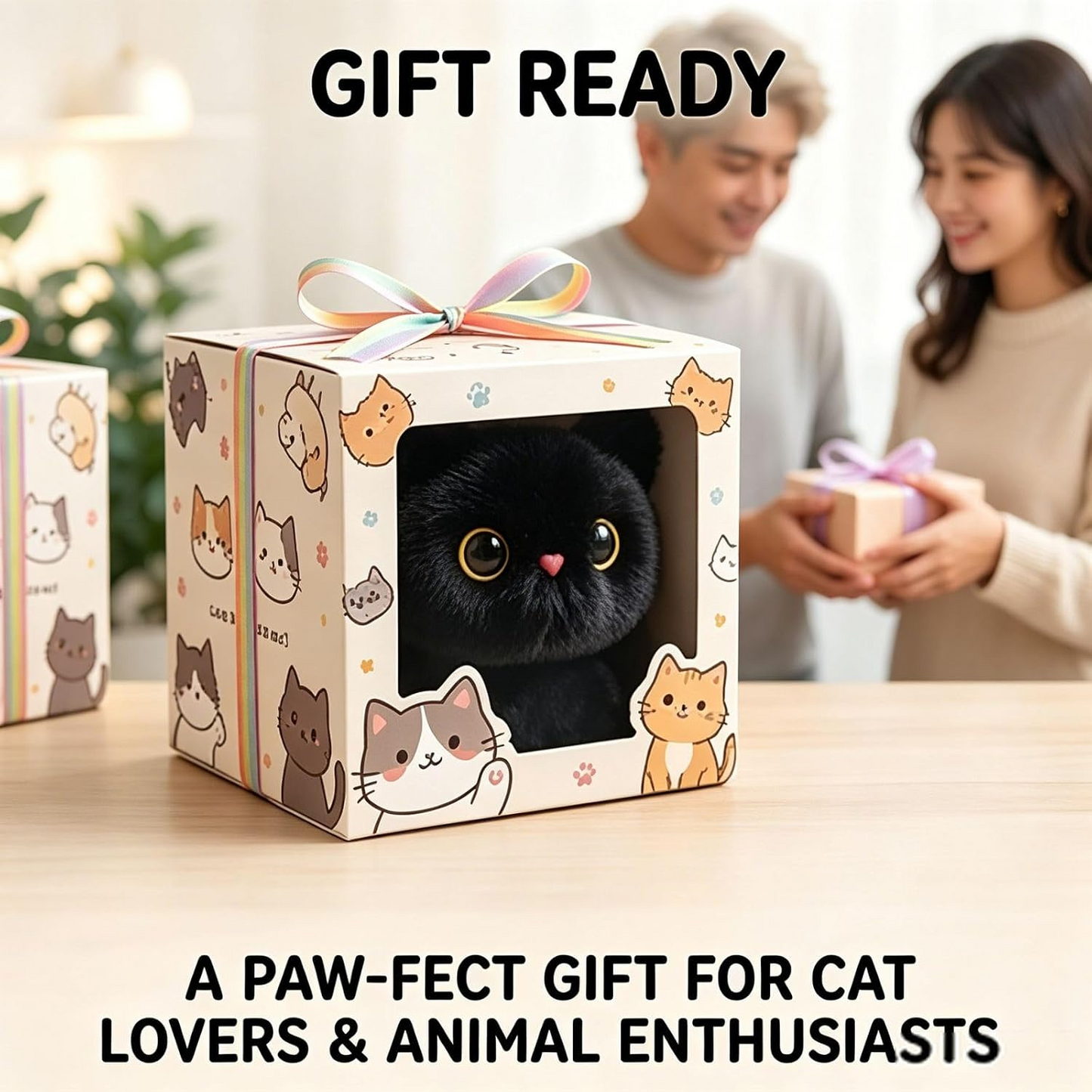 Magnetic Plush Cat Car Decor