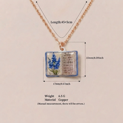 🌺Buddha Stones Copper Birth Flower Strengthen Book Design Balance Pendant Necklace🌼