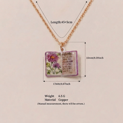 🌺Buddha Stones Copper Birth Flower Strengthen Book Design Balance Pendant Necklace🌼