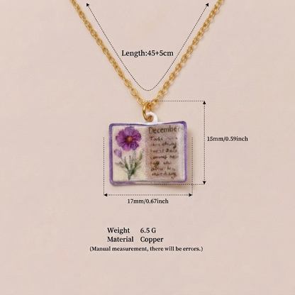 🌺Buddha Stones Copper Birth Flower Strengthen Book Design Balance Pendant Necklace🌼