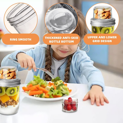 🔥Last Day 50% OFF🔥🥗Dual-Layer Overnight Oats Jar with Lids🥗