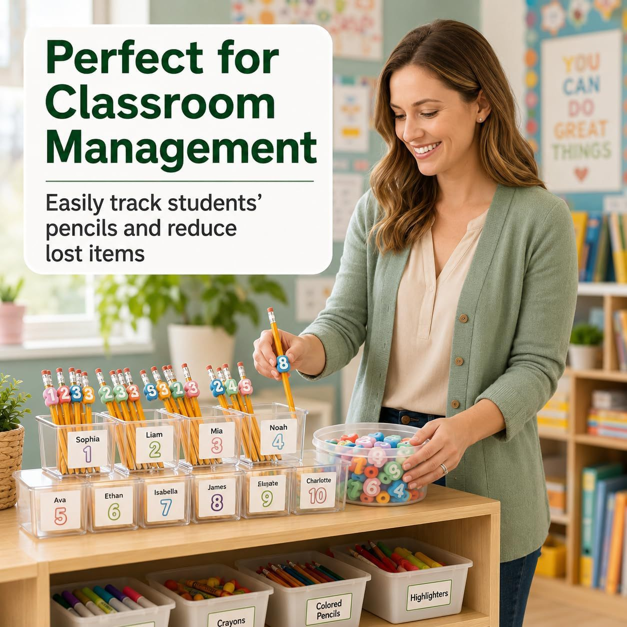 🎁Last Day 50% OFF - Numbered Pencil Toppers