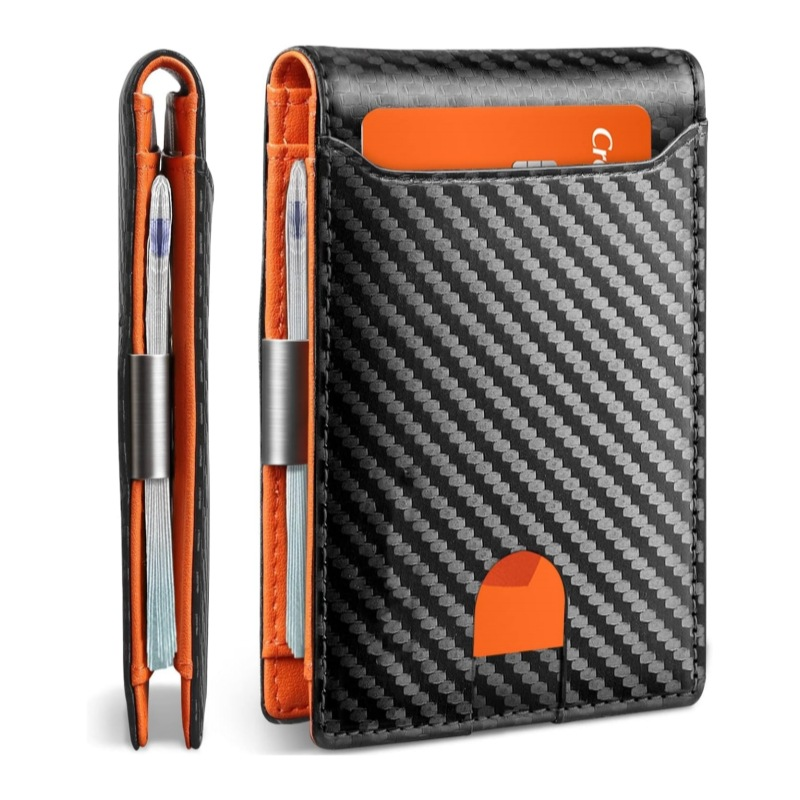 💥🎁 Slim Wallet for Men with Pop-Up Aluminum Case, RFID Blocking  Minimalist Leather Bifold Card Holder