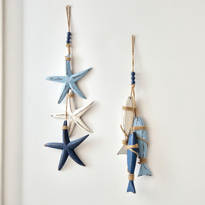 Mediterranean Starfish & Fish Hanging Coastal Ornaments 🐠✨