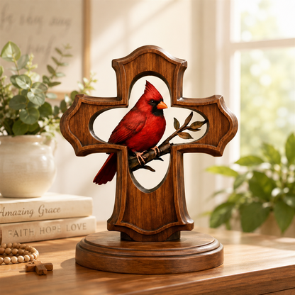 ❤️✝️Cardinal Cross Keepsake with Red Cardinal A Meaningful Symbol of Faith, Love & Remembrance
