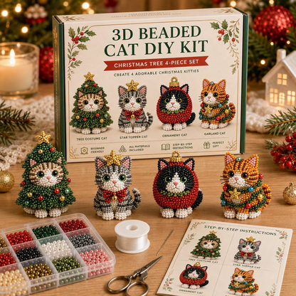 🔥🎁Create Your Own 3D Beaded Christmas Cats | Beginner-Friendly DIY Kit🎁