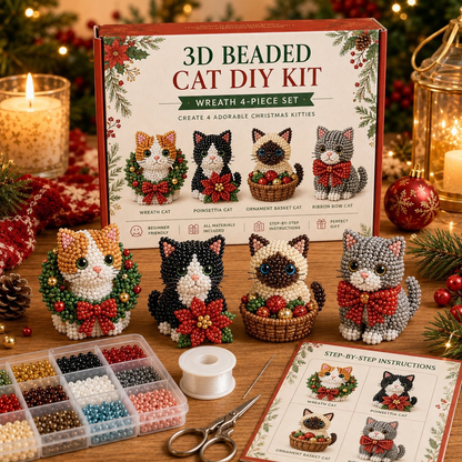 🔥🎁Create Your Own 3D Beaded Christmas Cats | Beginner-Friendly DIY Kit🎁