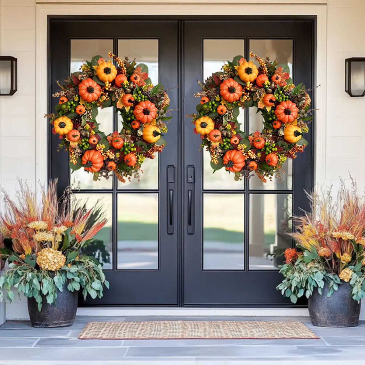 💖Fall Peony And Pumpkin Wreath - Year Round Wreath