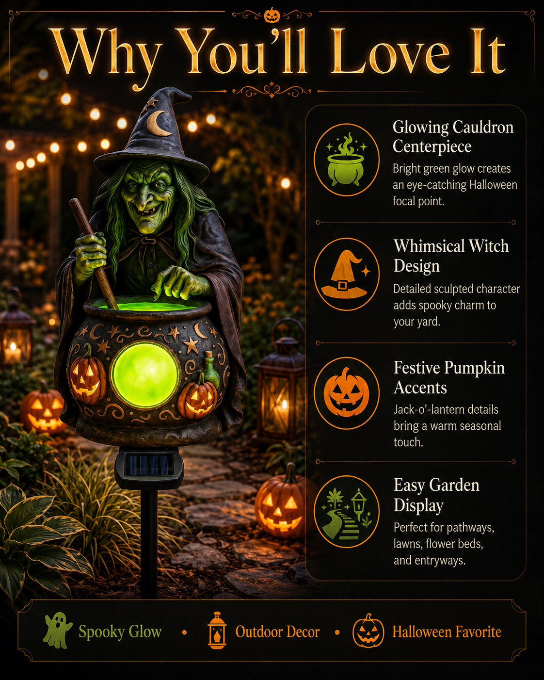 🔥Last Day 47% OFF🧙Solar-Powered Witch Cauldron Light for Halloween
