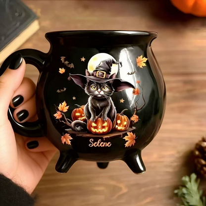 🎉Custom Witch Cauldron Coffee Mug - Personalized Halloween Witchy Gifts For Besties, Sisters, BFF, Family, Yourself - Witching You A Wicked Brew