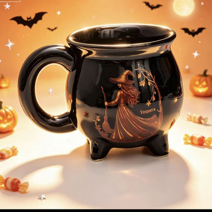 🎉Custom Witch Cauldron Coffee Mug - Personalized Halloween Witchy Gifts For Besties, Sisters, BFF, Family, Yourself - Witching You A Wicked Brew