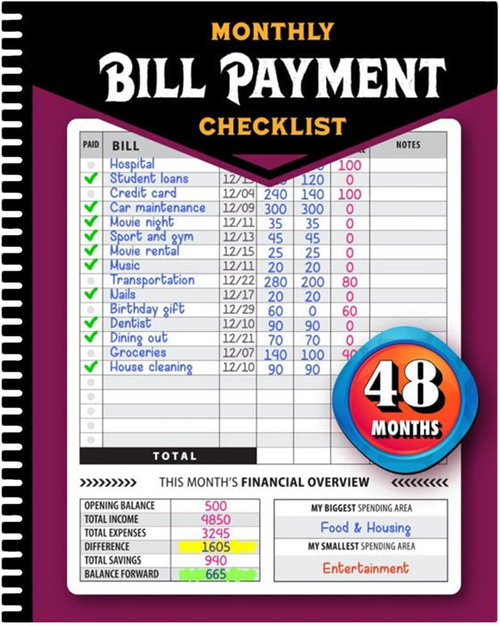 Bill tracker notebook
